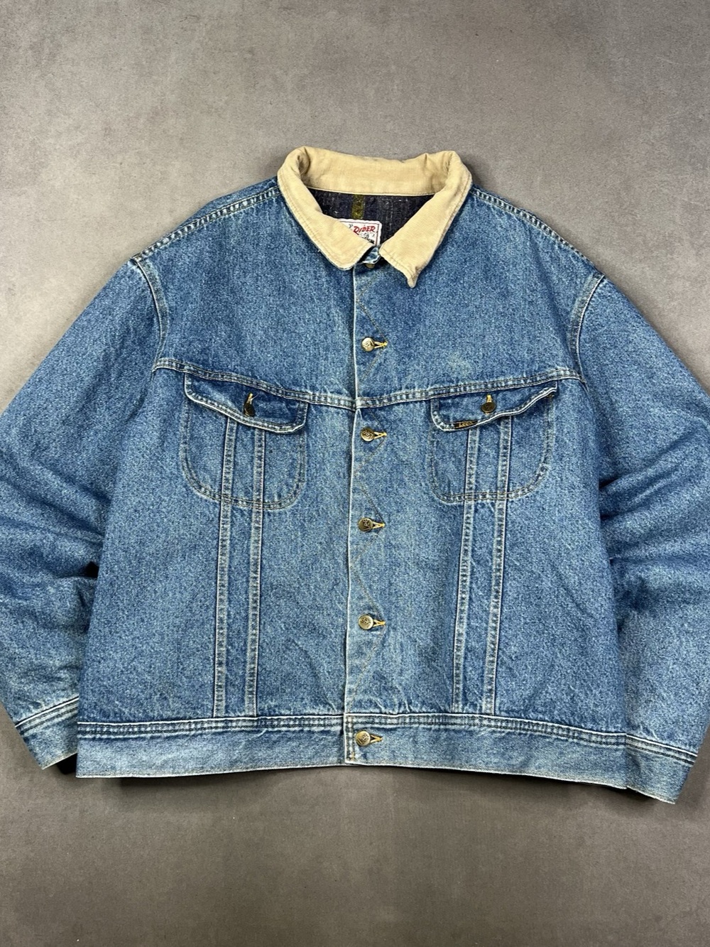 Lee Storm Rider Denim Jacket Blue & Beige Size XL